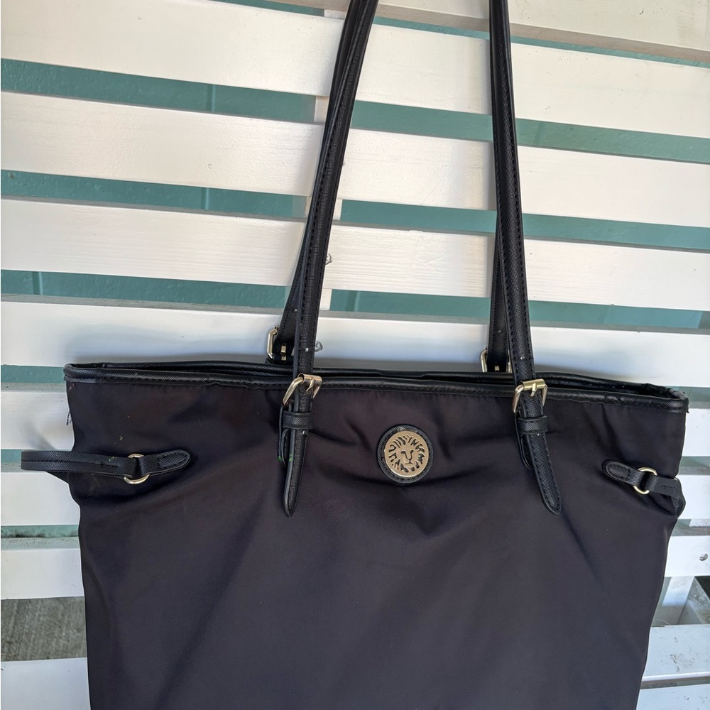 Anne Klein Black Tote Bag with Gold Accents